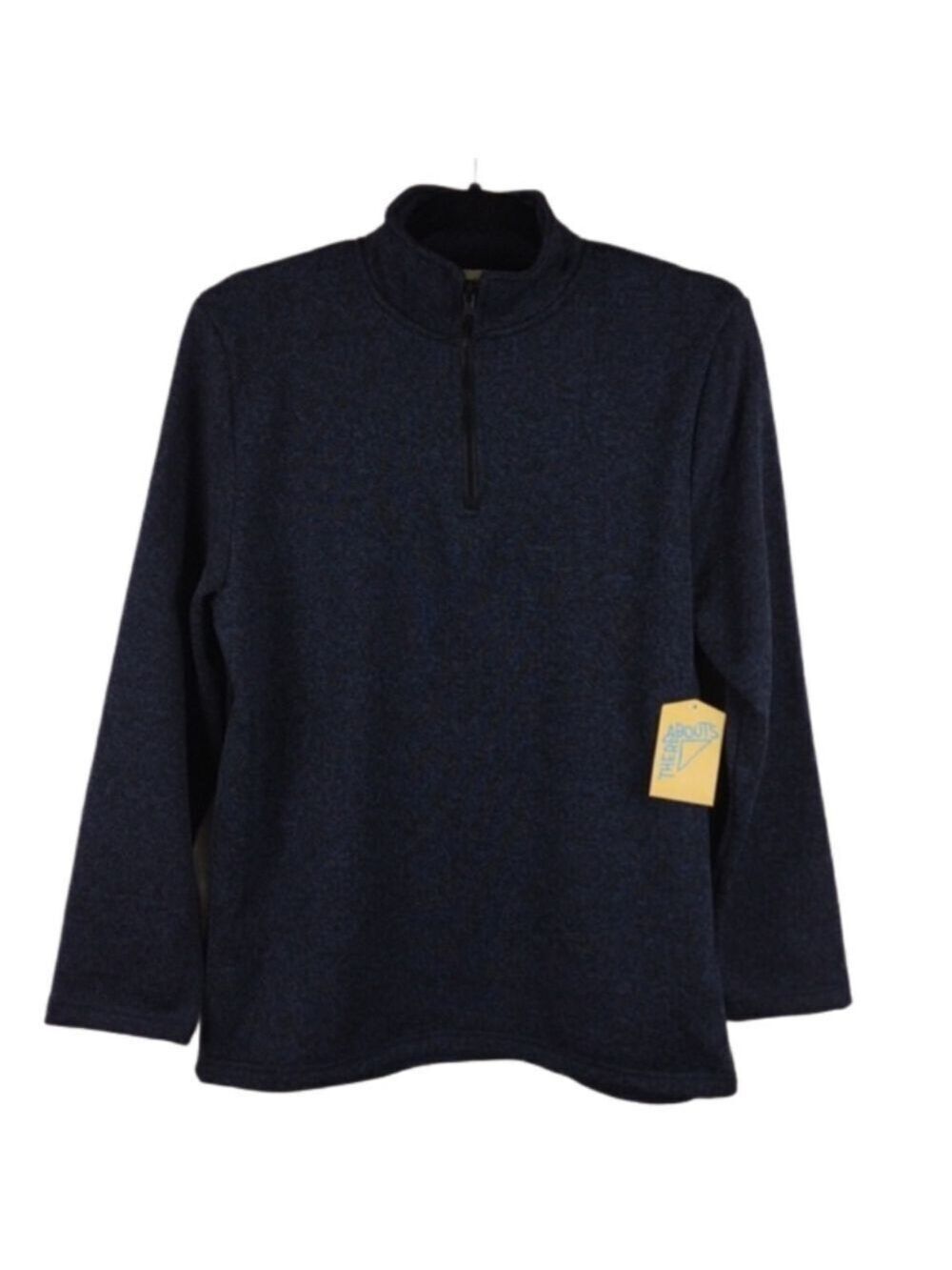 Thereabouts Navy Shadow Marbled Stand Up Collar 1/4 Zip Long Sleeve Swea…